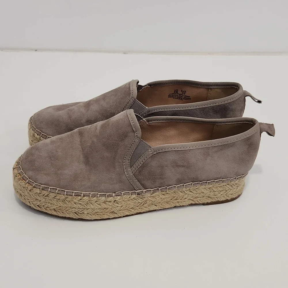 Sam Edelman Carrin Women's 9M Gray Suede Espadrille Platform Slip On Shoes EUC